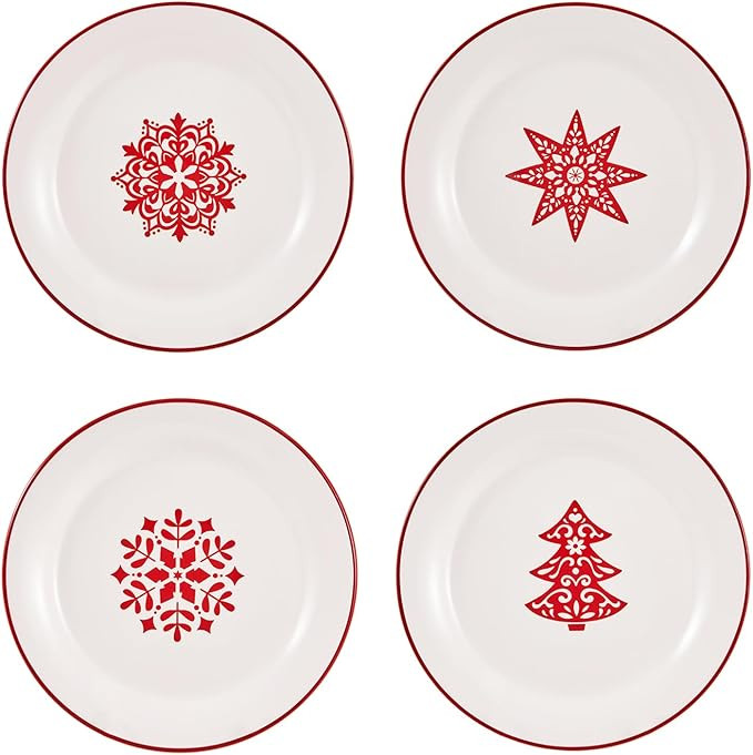 Bico Holly Jolly Salad Plates Set of 4, 8.75 Inch Ceramic Dessert Plates for Salad, Appetizer, Si... | Amazon (US)