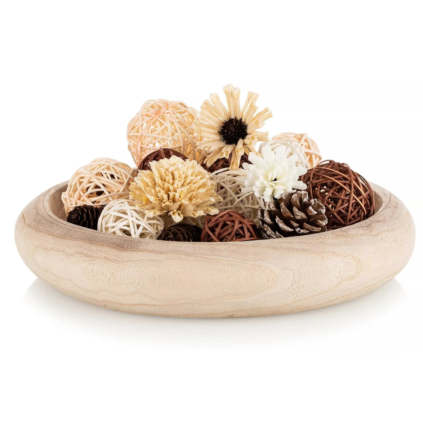 Hanobe Decorative Wood Round Bowl for Decor Rustic Dough Bowls | Walmart (US)