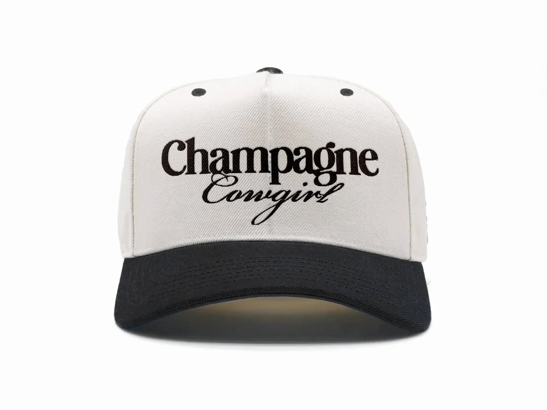 Champagne Hat Western Two Tone Hat Embroidered Cowgirl Trucker Hat for Concert Cowboy Two Tone Sn... | Etsy (US)