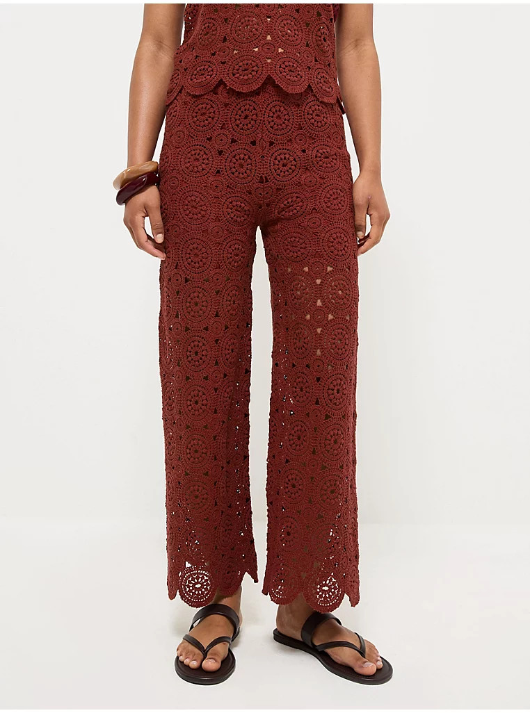 Berry Crochet Wide Leg Trousers | George