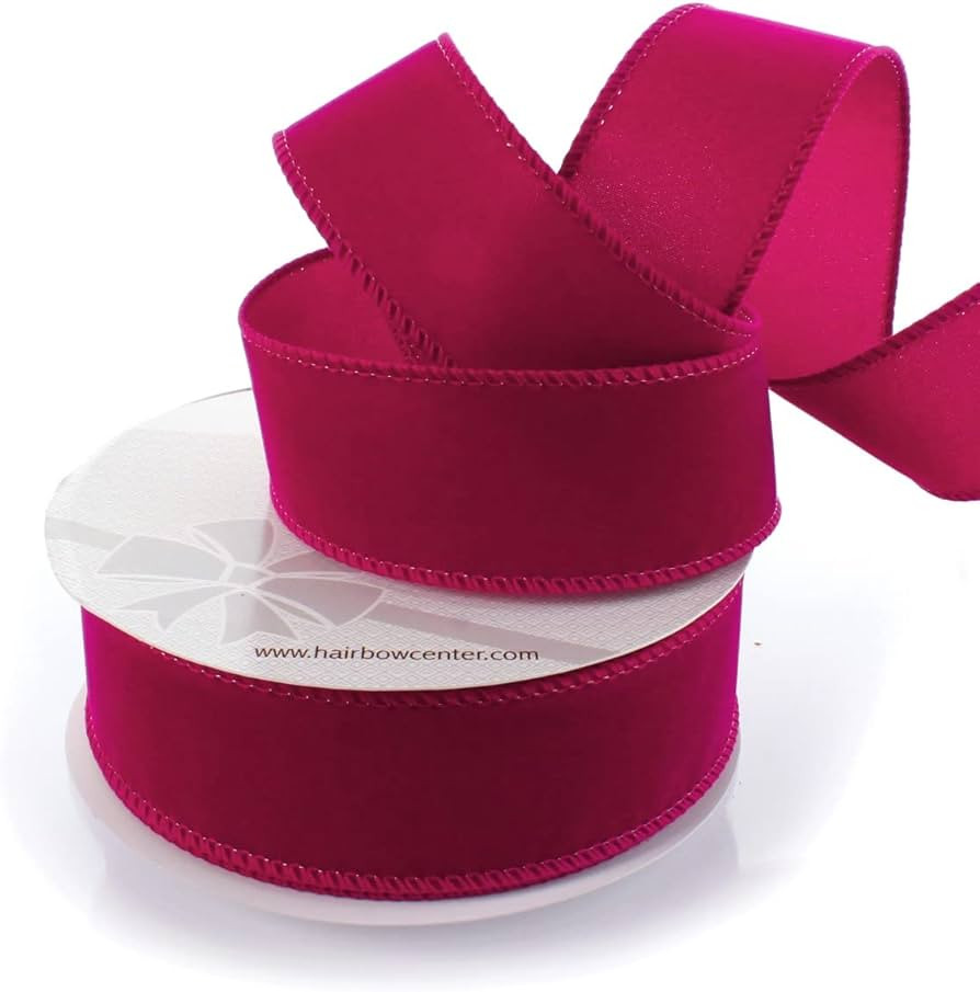 1.5" Wired Suede Velvet Ribbon Fuchsia - 25 Yards | Amazon (US)