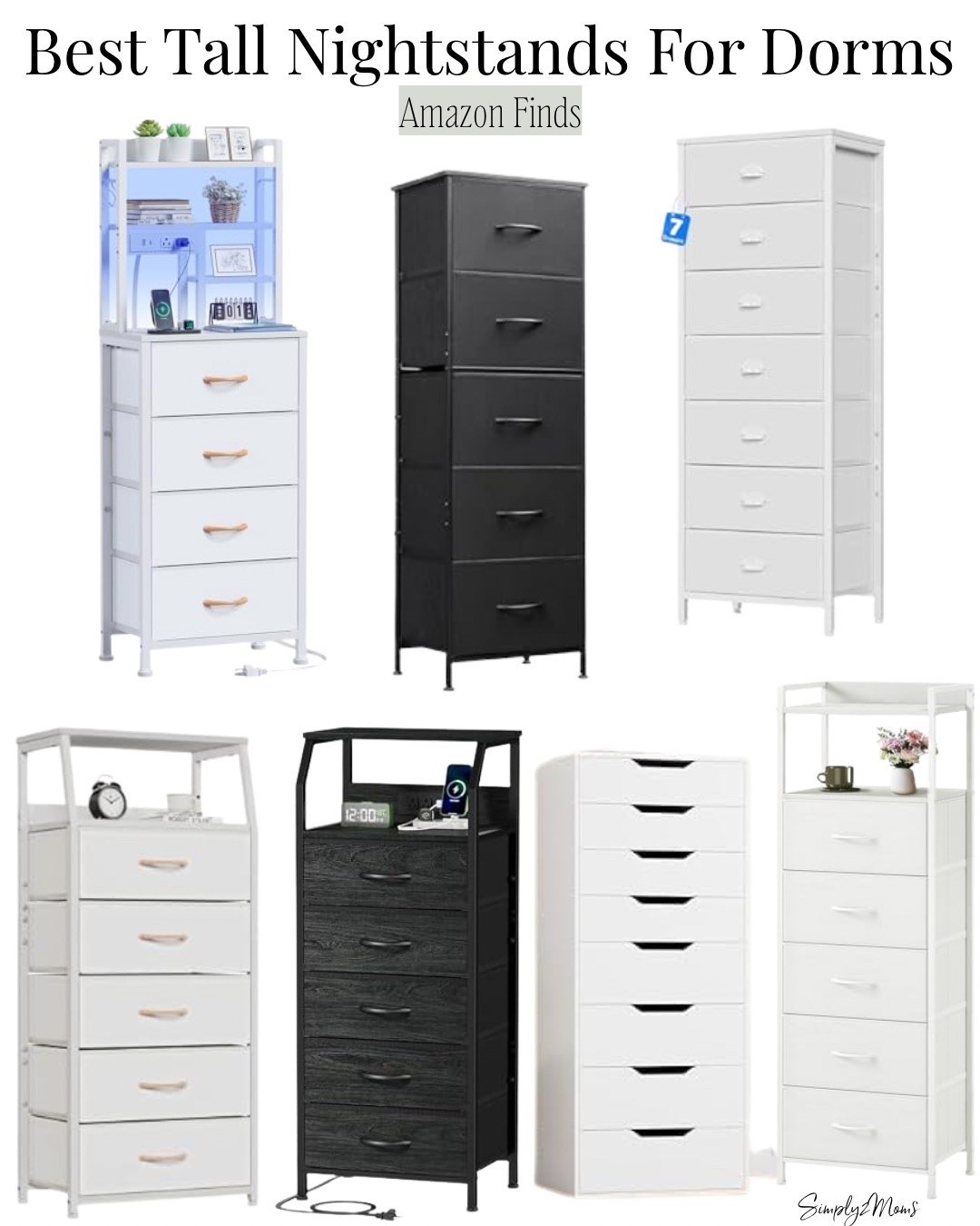 Maximize storage without taking up more floor space. These tall dorm nightstands add drawers, shelving, and charging space while fitting perfectly beside a Twin XL bed. Great for keeping everyday essentials organized in small dorm rooms. Tall nightstand, dorm furniture, dorm storage, college dorm essentials, charging nightstand, small space organization.

#LTKU #LTKHome