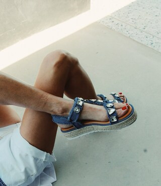 Gianni Bini x DANNIJO Gia Denim Jewel Embellished Espadrille Platform Sandals | Dillard's | Dillard's