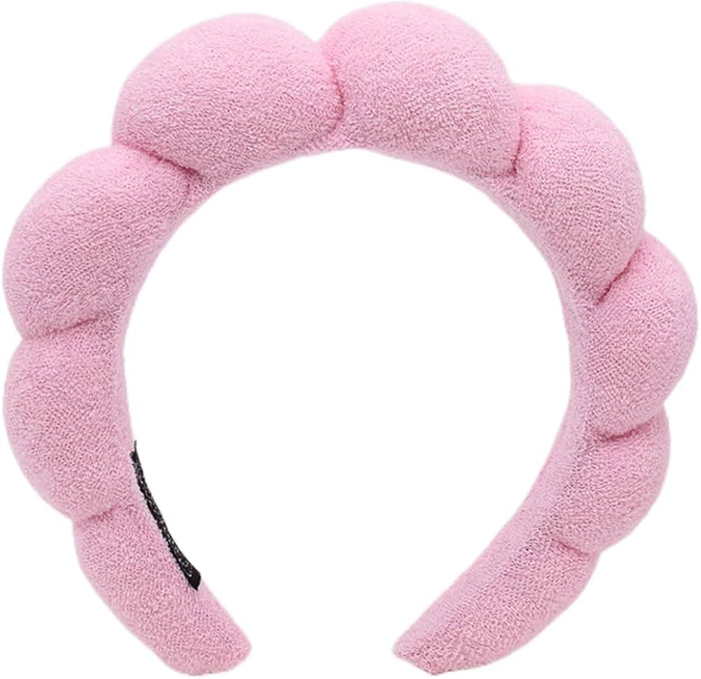 Spa Headband for Women, Pink Terry Towel Head Band for Skincare, Cotton Sponge Spa Headband for W... | Amazon (US)