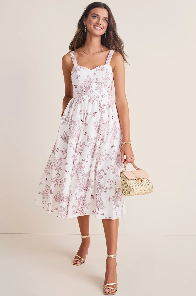 Kim Toile Sweetheart Midi Dress | Francesca's