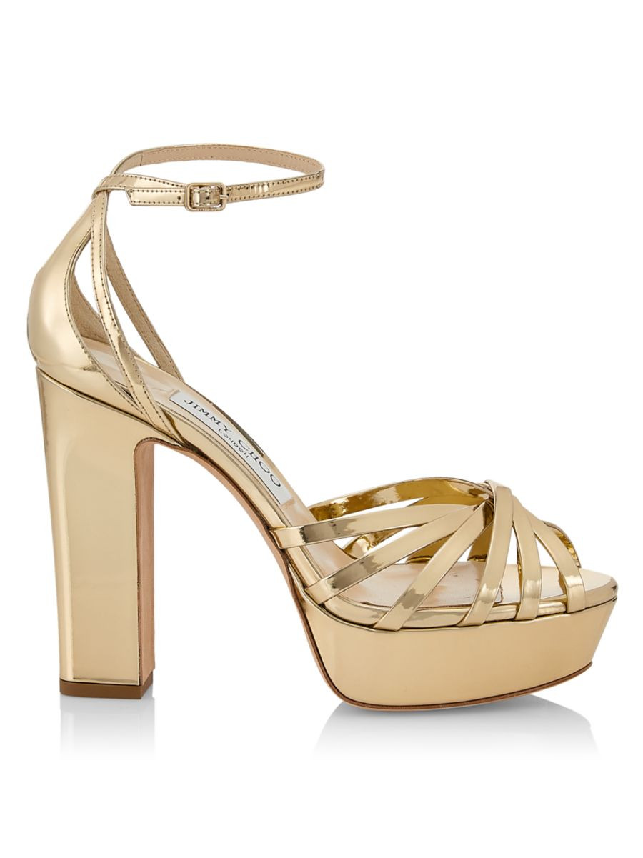 Jimmy Choo Isra 120MM Metallic Leather Platform Sandals | Saks Fifth Avenue