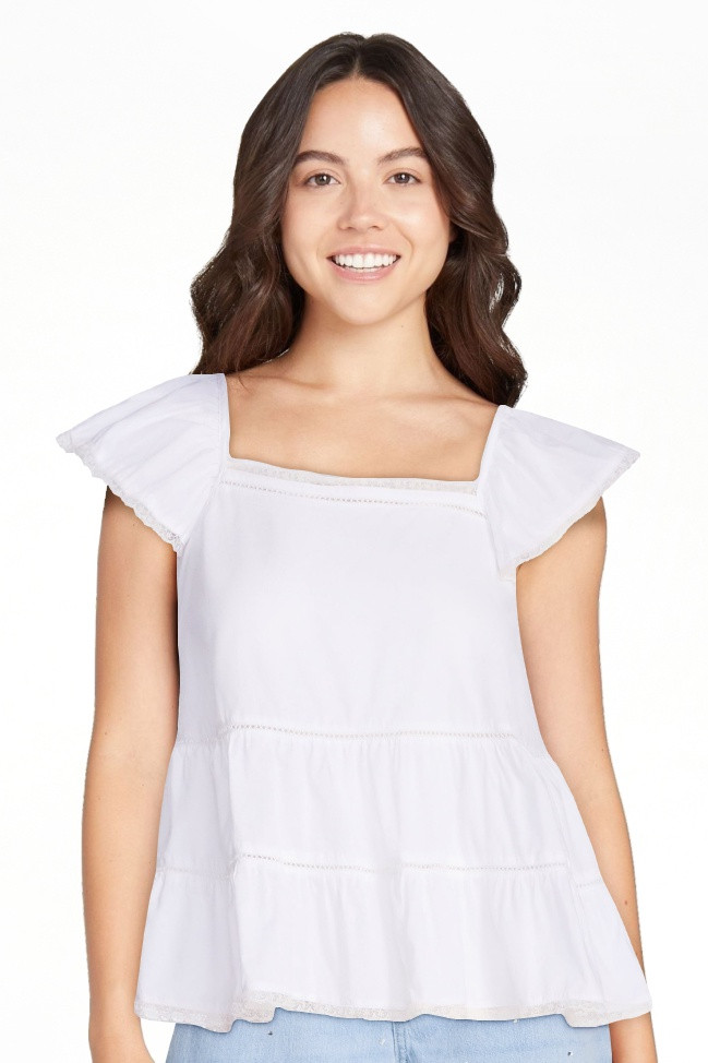 Scoop Women’s Flowy Lace Cotton Top, Sizes XS-XXL | Walmart (US)