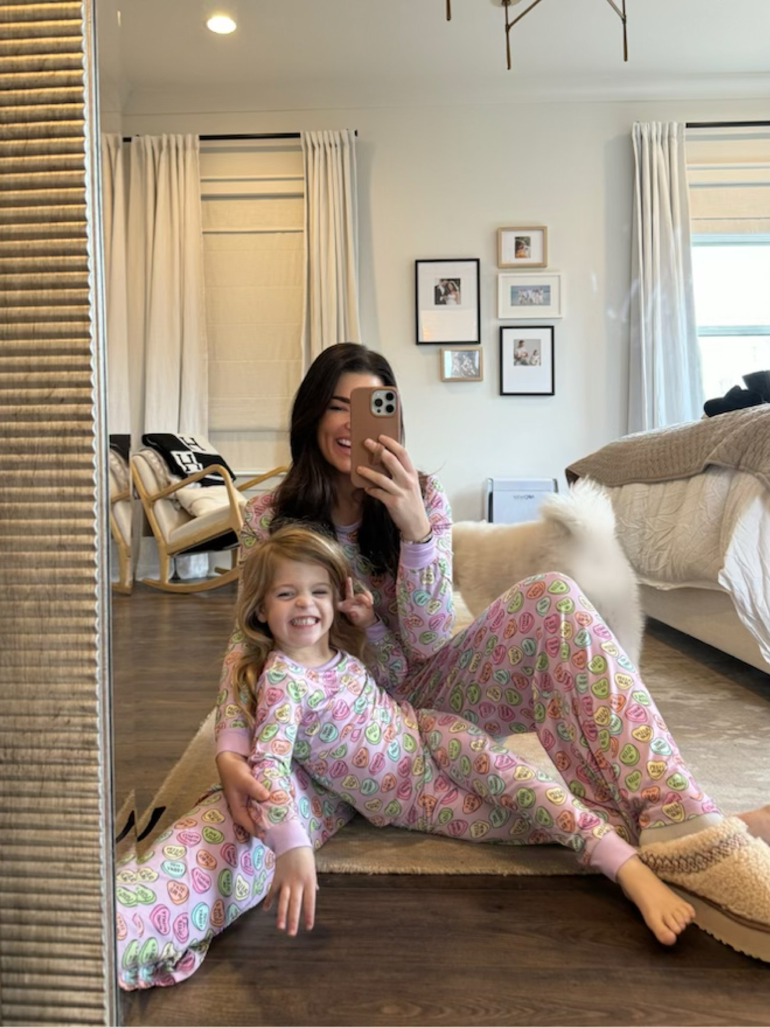 Matching Valentine’s Day pjs with my mini me 🫶🏼