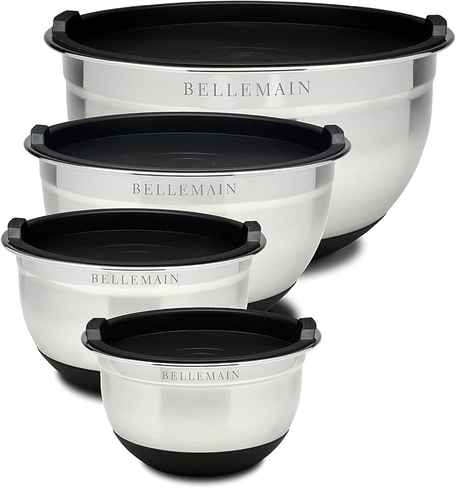 Bellemain Stainless Steel Non-Slip Mixing Bowls with Lids (4-Piece Set) | Amazon (US)