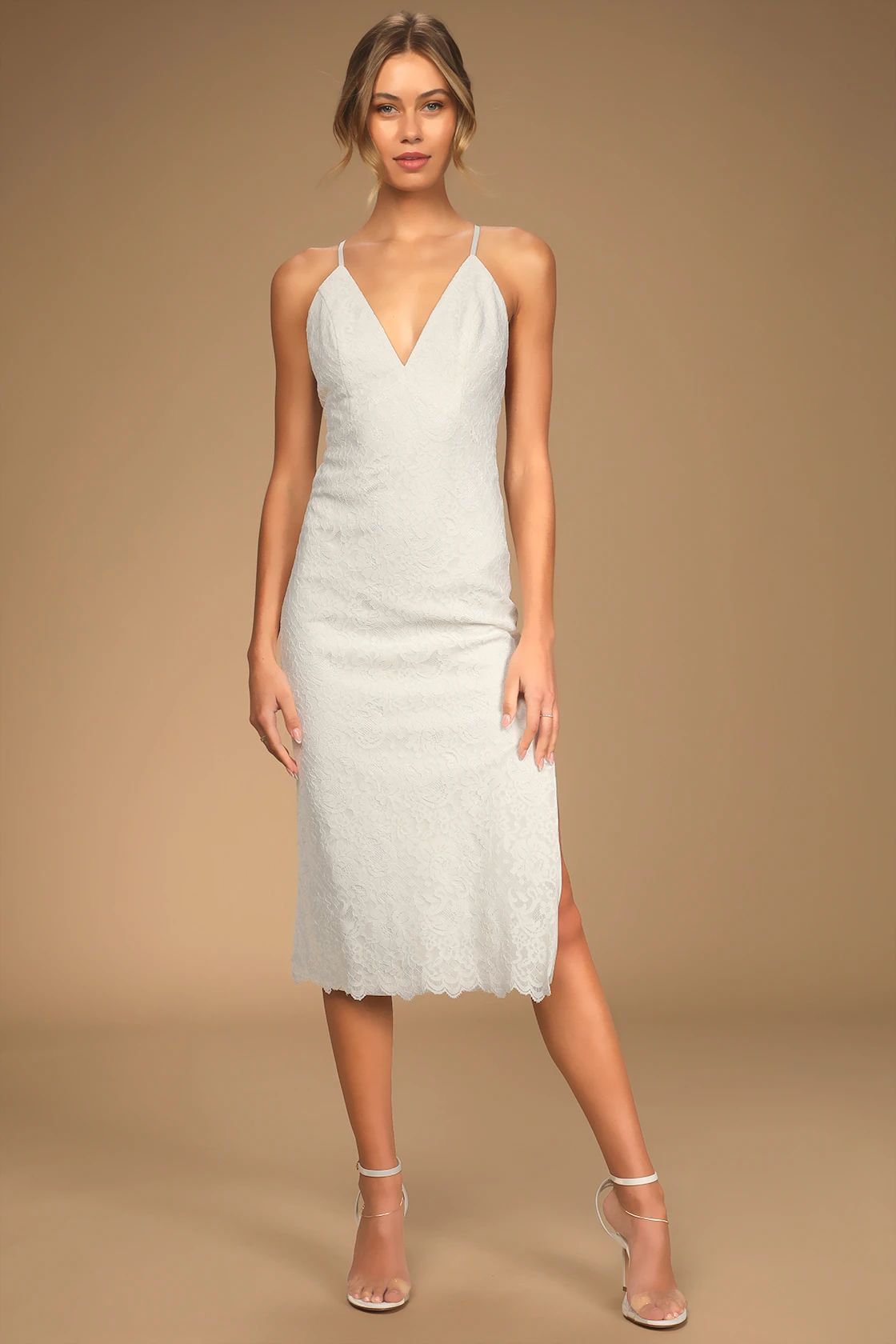 Stunning Entrance White Lace Sleeveless Midi Dress | Lulus (US)