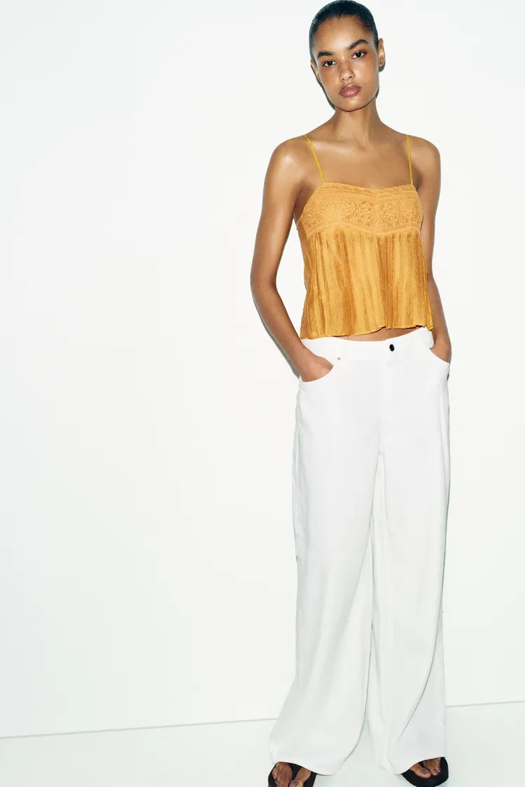EMBROIDERED STRAP TOP | Zara US