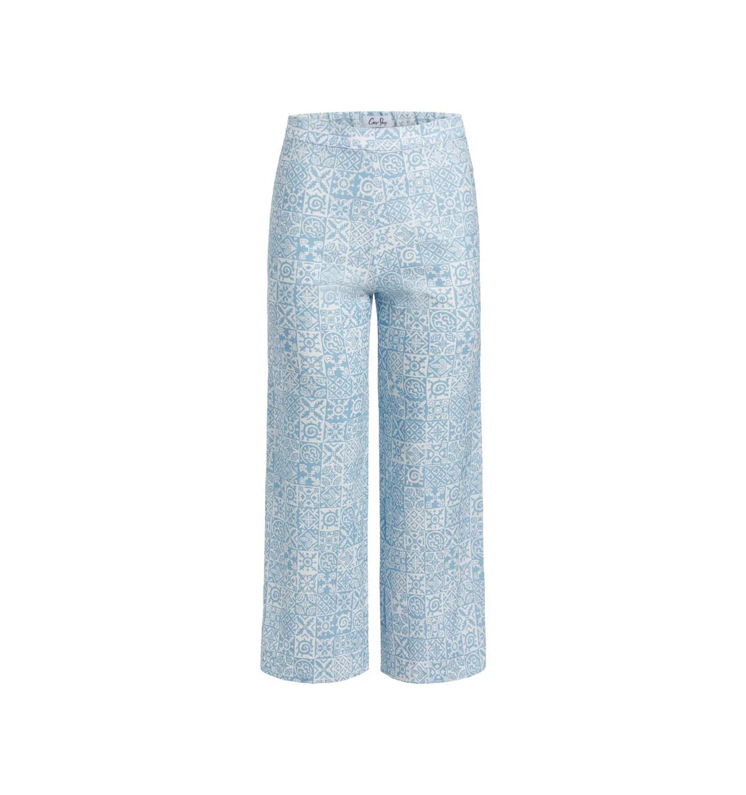 High Waisted Wide Leg Pants in Blue Checkerboard | Beau & Ro