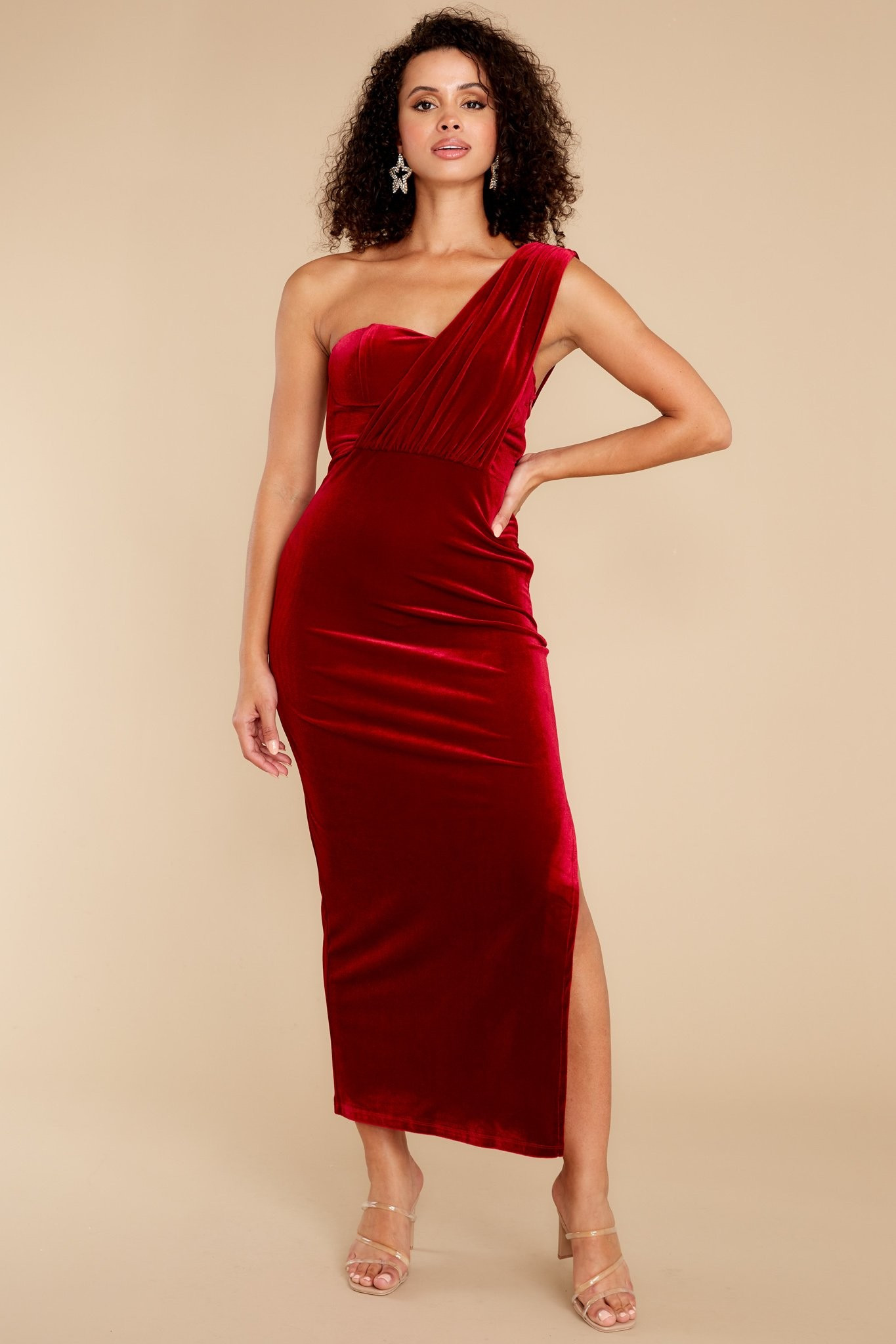 Flawless Beauty Red Velvet Maxi Dress | Red Dress 