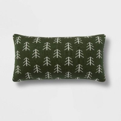 14&#34;x26&#34; Christmas Knit Tree Oblong Decorative Throw Pillow Green - Threshold&#8482; | Target