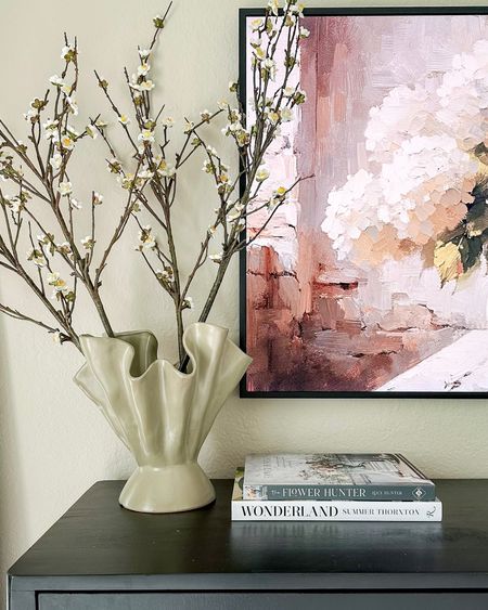 Obsessed with this new ruffled vase from Amazon! Filled with 4 cherry blossom stems. 

console table decor, sideboard decor, coffee table books, Frame TV art

#LTKhome #LTKfindsunder50 #LTKstyletip