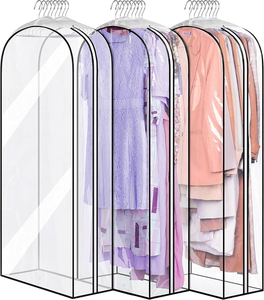 MISSLO 10" Gusseted All Clear Garment Bags for Hanging Clothes 50" Dress Bags for Closet Storage ... | Amazon (US)
