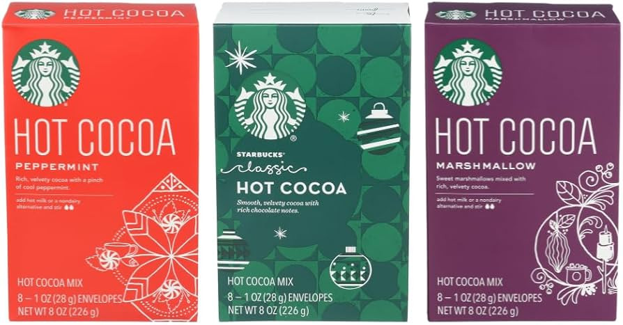Starbucks Hot Cocoa Mix Packets Variety Pack, 1 Box Peppermint Hot Cocoa, 1 Mix Classic Hot Cocoa... | Amazon (US)