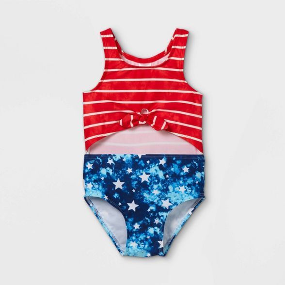 Toddler Girls' Americana Stars Striped One Piece Swimsuit - Cat & Jack™ Red | Target