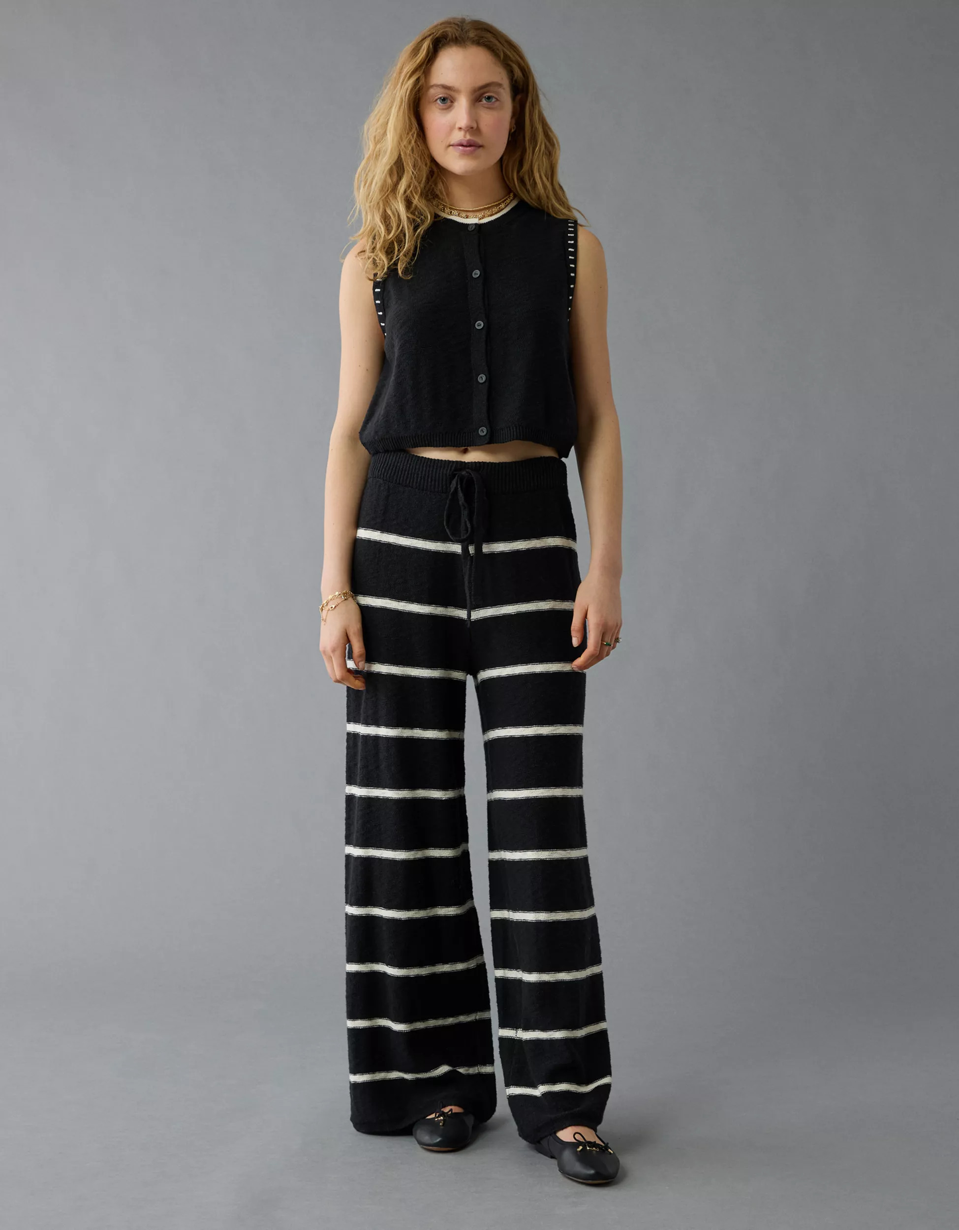 AE Knit Wide-Leg Striped Pant | American Eagle Outfitters (US & CA)