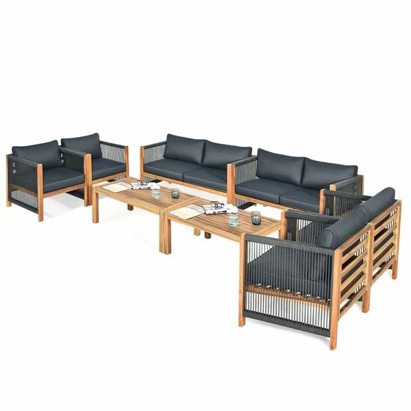 Menges Wicker/Rattan 8 - Person Seating Group with Cushions | Wayfair North America
