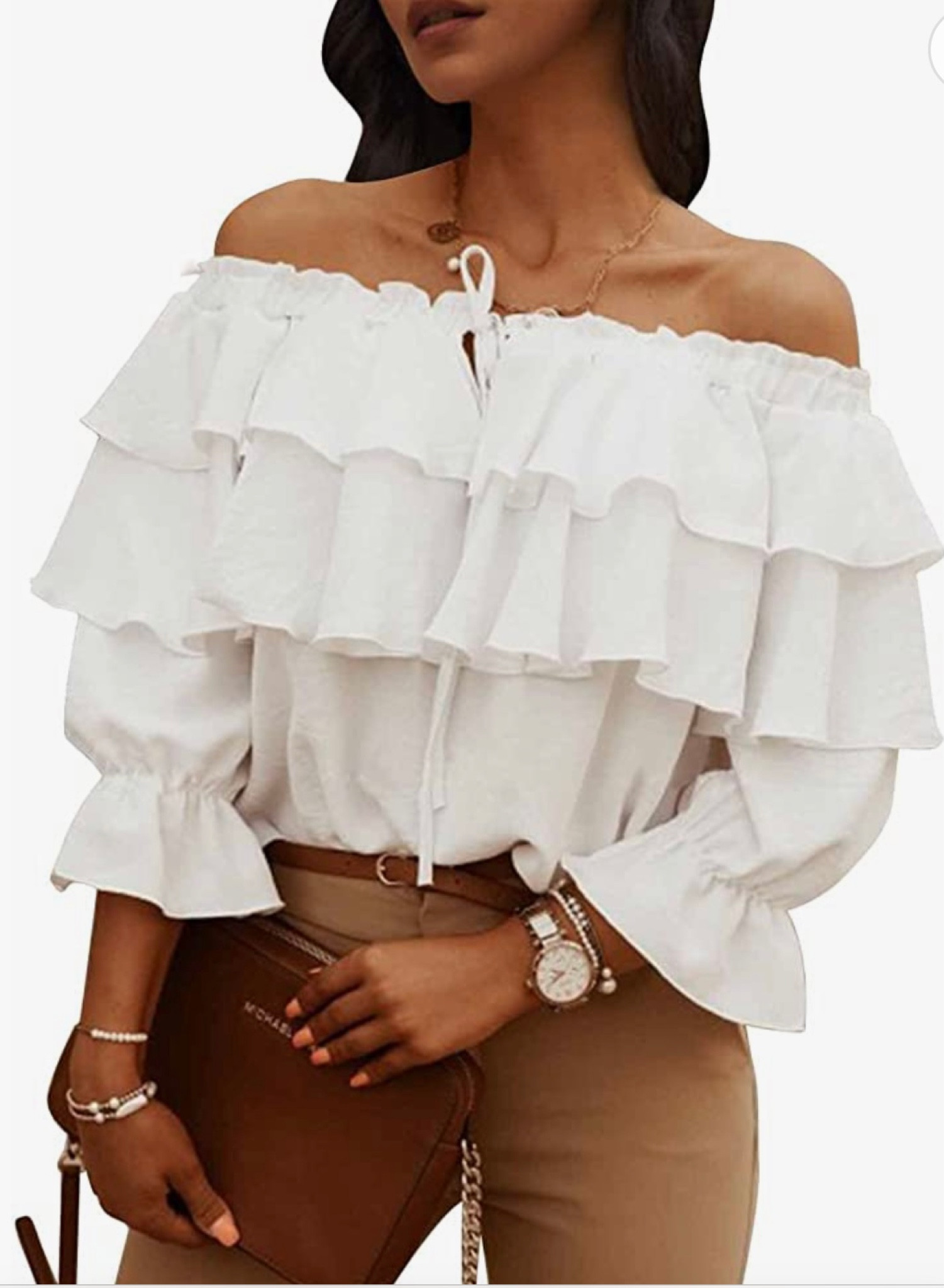 At under $40 this top has the feel of a $300 top. I bought it in hot pink. Comes in several colors. Wear off the shoulders or around your neck! 
I am wearing a medium. 
@amazonfashion #founditonamazon #offtheshouldertop #ruffletop!! #springtop #resortstyle 

#LTKunder50 #LTKFind #LTKstyletip