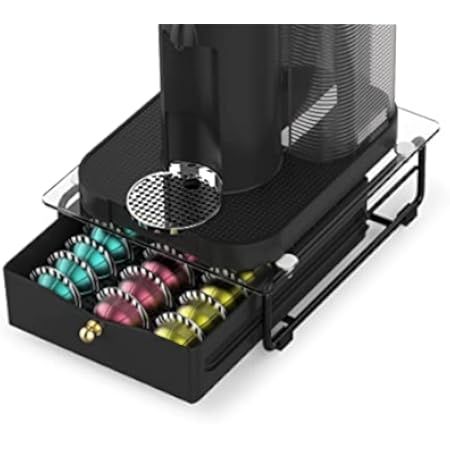 EVERIE Crystal Tempered Glass Top Organizer Drawer Holder Compatible with Nespresso Vertuo Capsules, | Amazon (US)