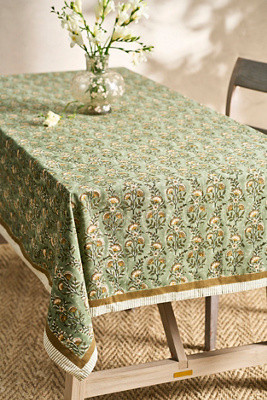 Calla Cotton Tablecloth, Sage | Anthropologie (US)