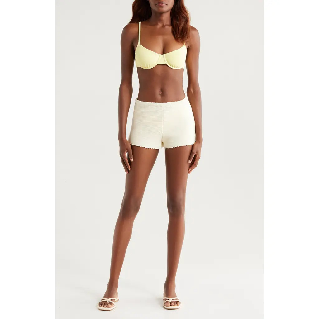 Solid & Striped The Celeste Cotton Knit Cover-Up Shorts in Ecru at Nordstrom, Size Large | Nordstrom