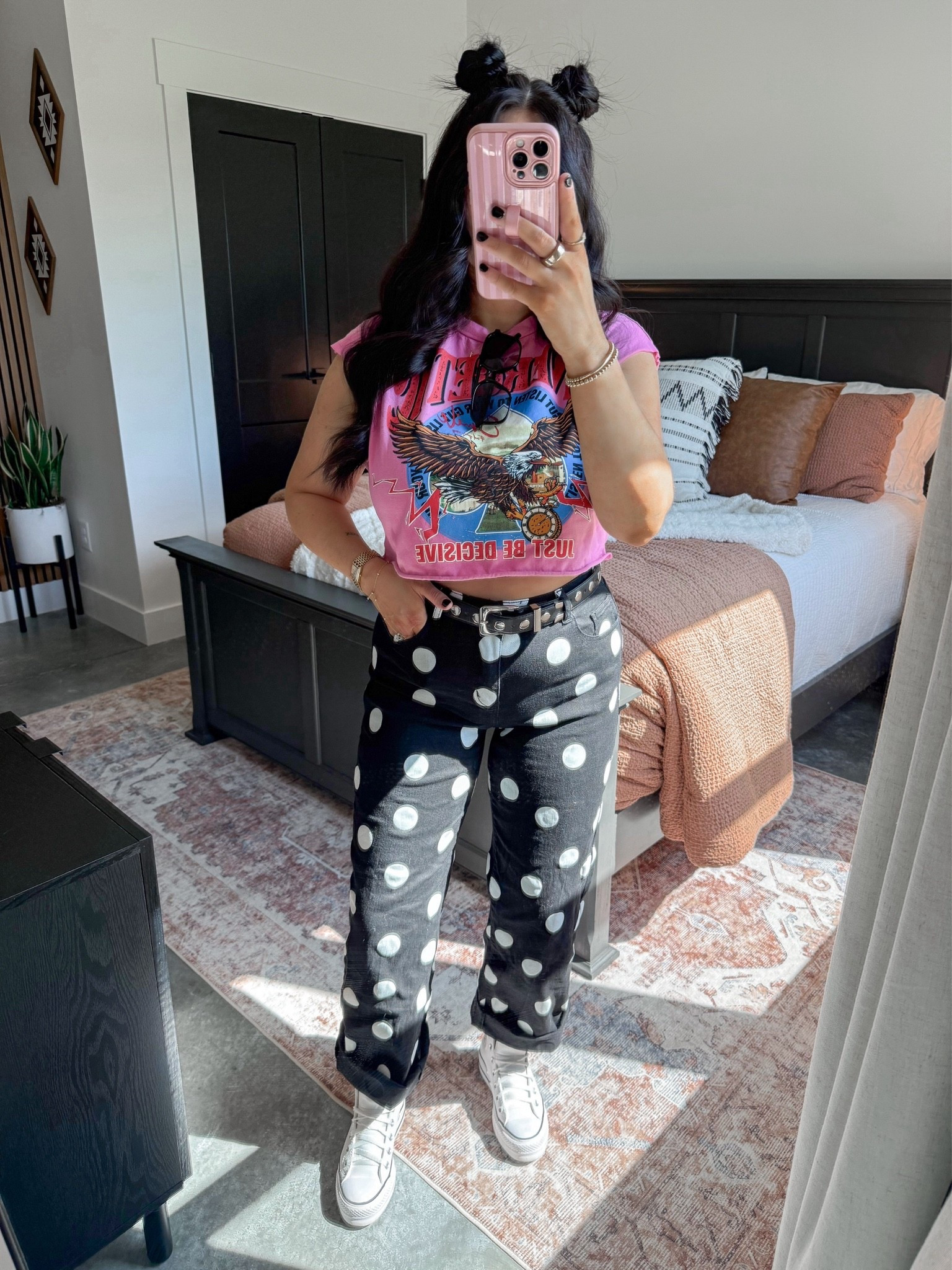 Graphic Tee — small
Polka Dot Jeans — 27
Belt — 27-31

cool mom ootd | easy outfit ideas | edgy outfit ideas | edgy outfits for women | alt mom outfit inspo

#LTKootd