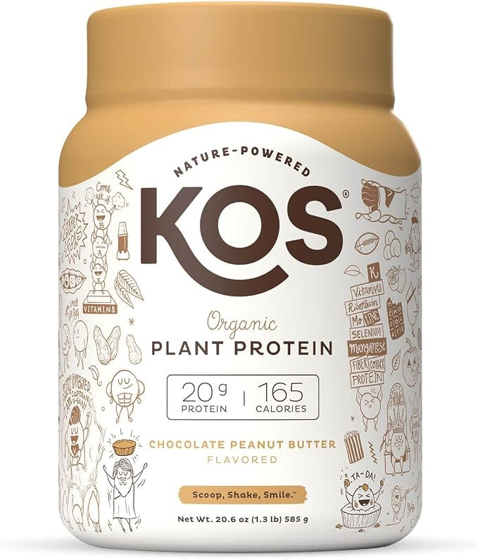 KOS Organic Plant Based Protein Powder, Chocolate Peanut Butter - Delicious Vegan Protein Powder ... | Amazon (US)