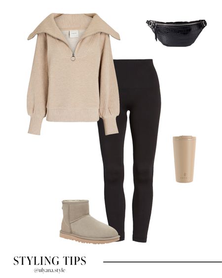 A zip up sweater paired with black leggings, Uggs, and belt bag makes a comfy but cute fall outfits. 
#LTKSeasonal #LTKHalloween #LTKU #LTKFind #LTKsalealert #LTKmidsize #LTKfindsunder50 #LTKfindsunder100 #LTKstyletip #LTKfitness #LTKtravel #LTKshoecrush #LTKitbag 

Pullover | sweater outfit | half zip sweater | sweatshirt | quarter zip sweater | leggings outfits | aerie leggings | black leggings | casual outfits | fall leggings | Nordstrom | ugg classic mini | mini Uggs | belt bag amazon | black belt bag | crossbody belt bag | tumbler | amazon fashion | amazon finds | fall outfit inspo | fall outfit ideas | fall bags | fall shoes | fall boots | fall trends 2023 