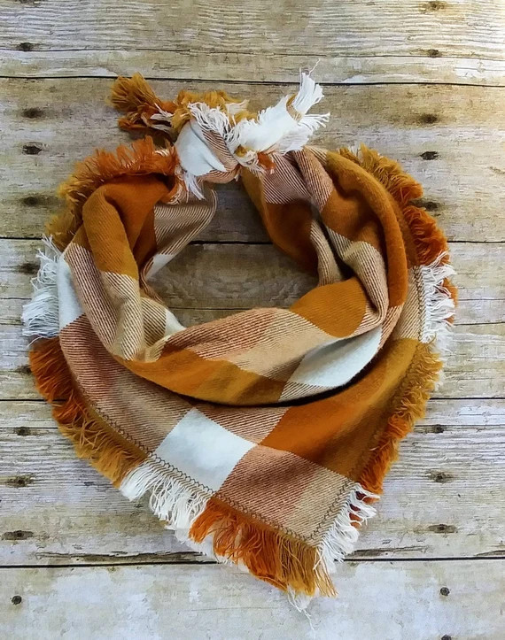 Fall Orange Plaid Dog Bandana Scarf Pet Bandana Flannel Bandana Autumn Christmas Bandana Dog hand... | Etsy (US)