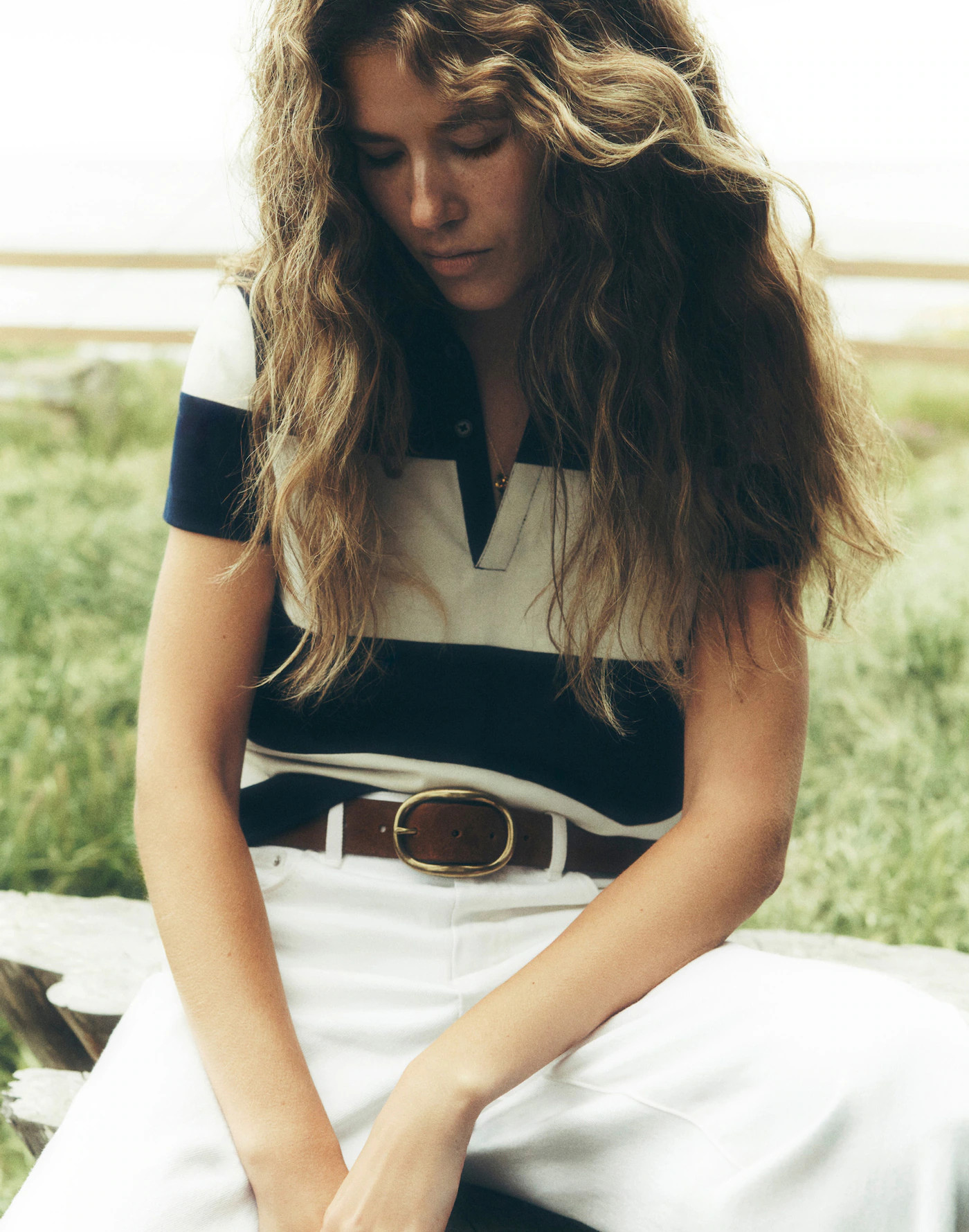 Pieced Boxy Polo Tee | Madewell | Madewell