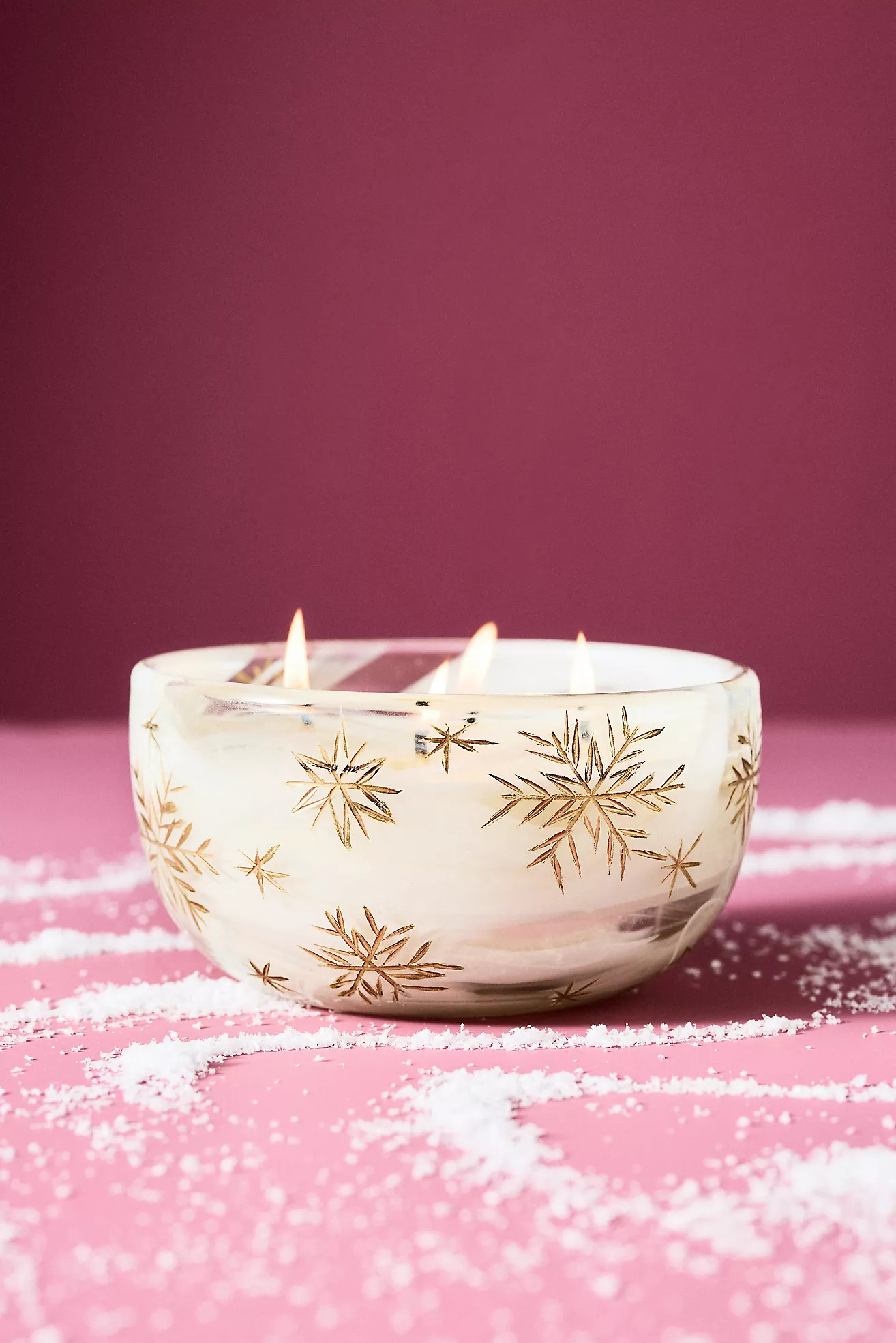 Etched Snowfall Woody Fresh Balsam & Cedarwood Glass Candle | Anthropologie (US)