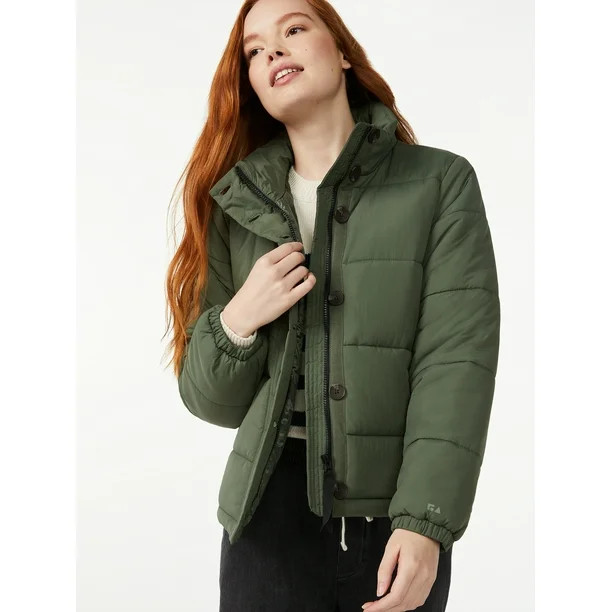 Free Assembly Women's Quilted Puffer Jacket - Walmart.com | Walmart (US)