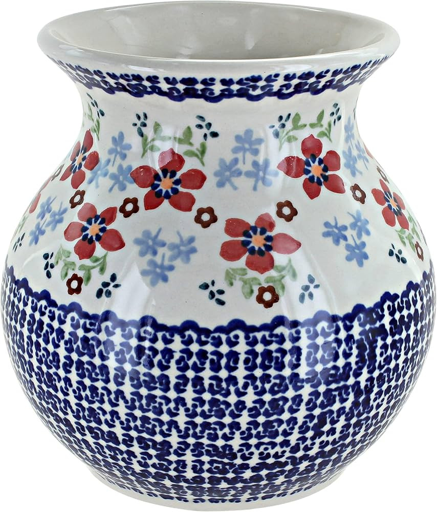 Blue Rose Polish Pottery Red Poppy Medium Vase | Amazon (US)
