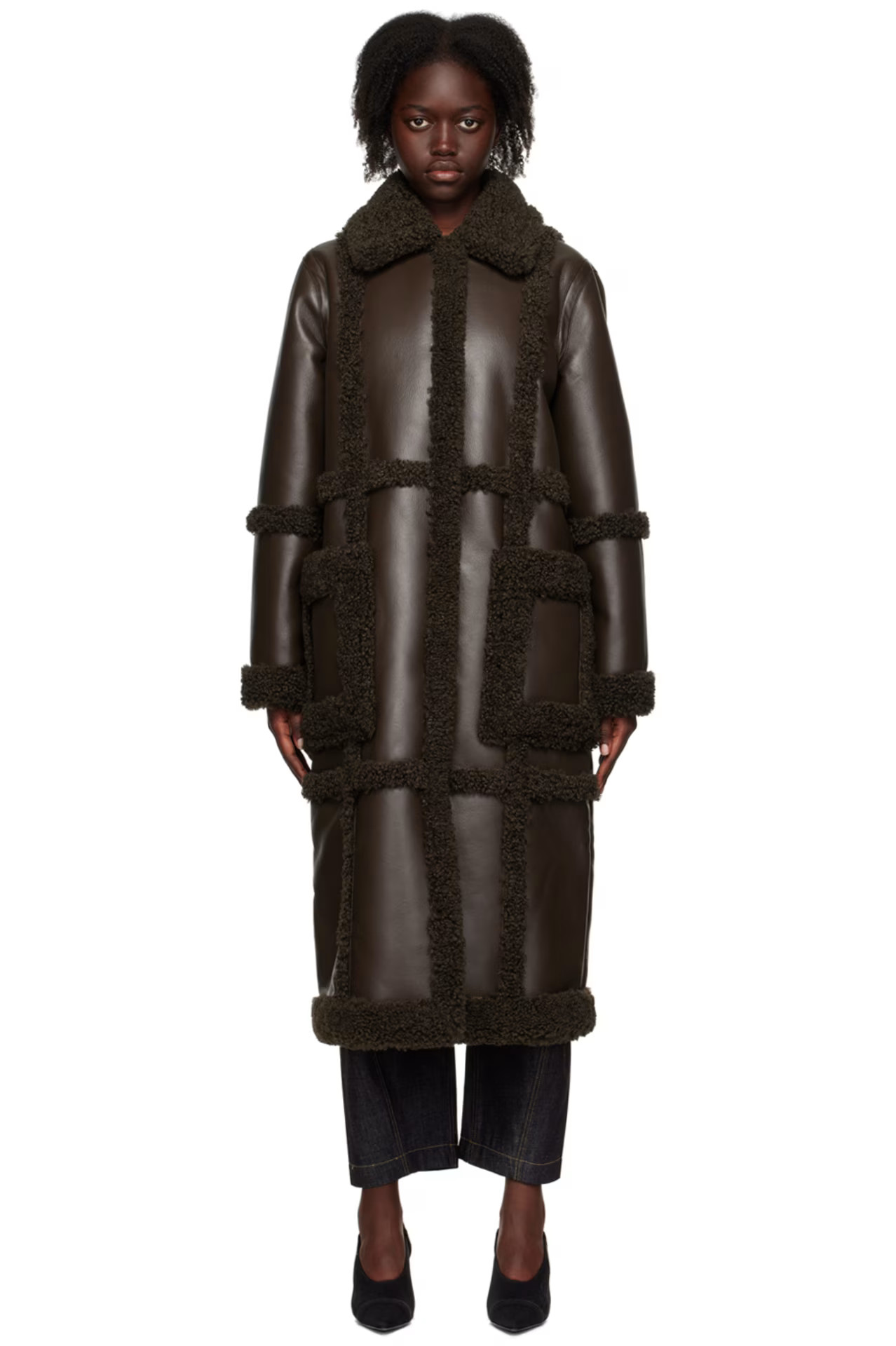 Stand Studio - Brown Patrice Faux-Leather Coat | SSENSE