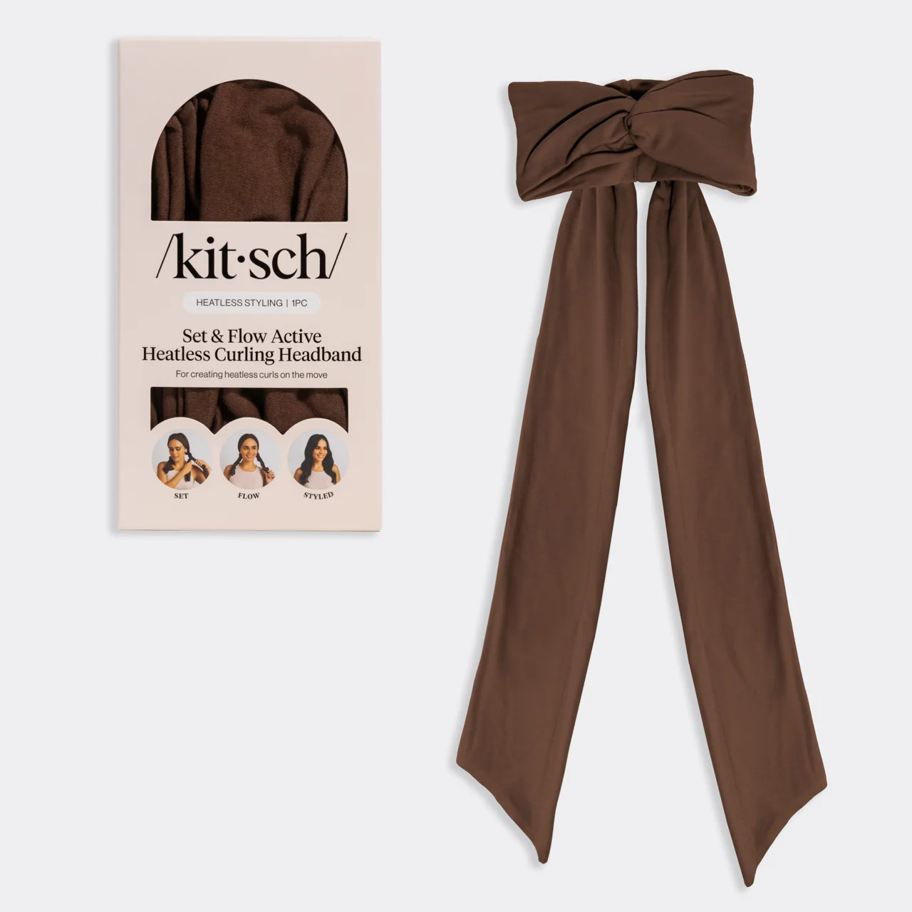 Chocolate Brown Set & Flow Active Curling Headband | Kitsch