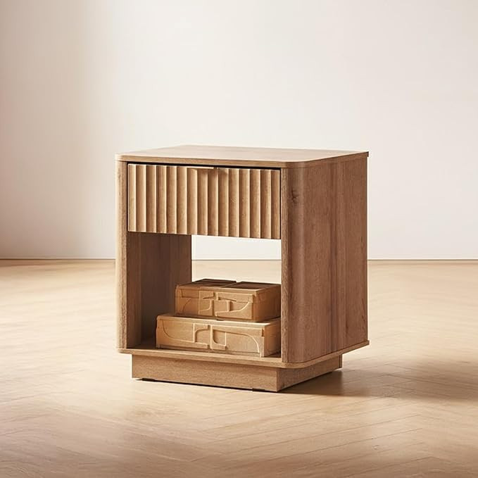 mopio Brooklyn Fluted Nightstand, Modern Farmhouse Nightstand, Small Side, Wood Bedside Table wit... | Amazon (US)