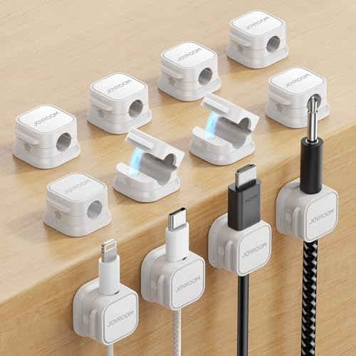 12 Pack Magnetic Cord Holder, Cord Organizer Cable Clip for Desk Management, JOYROOM Smooth Adjustable Cable Clip, Wire Holder Keeper Organizer for Home Office Desk Phone Car Wall Desktop Nightstand | Amazon (US)