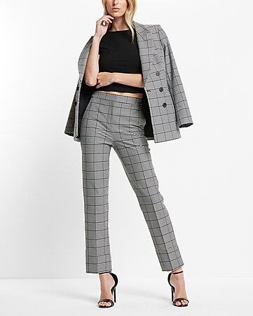 Editor Plaid Straight Ankle Pant Suit | Express