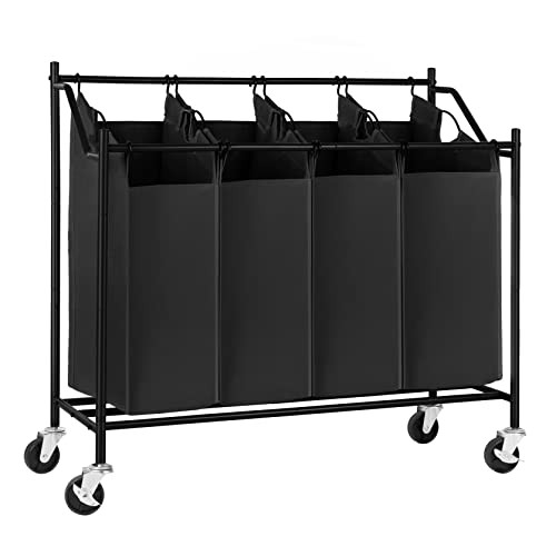SONGMICS 4-Bag Laundry Cart Sorter, Rolling Laundry Basket Hamper, with 4 Removable Bags, Casters an | Amazon (US)