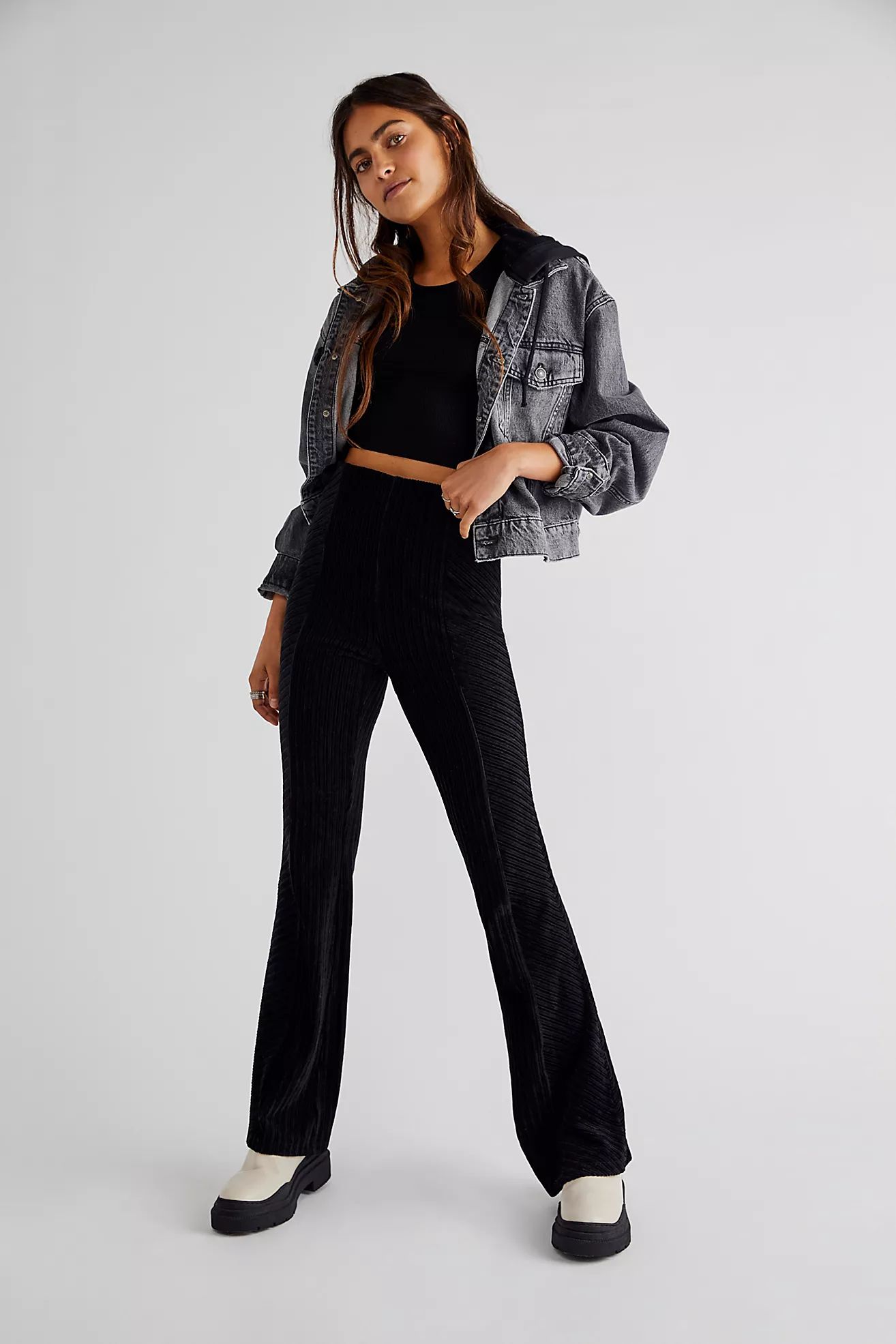 Slim Pull-On Velvet Flare Pants | Free People (Global - UK&FR Excluded)