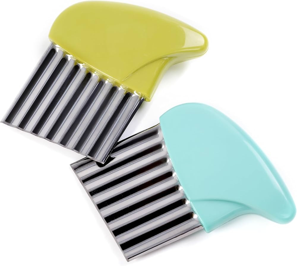 2 Pcs Stainless Steel Crinkle Cutter for Veggies, Wavy Cutter for Potato, Carrot, Chip, Vegetable... | Amazon (US)