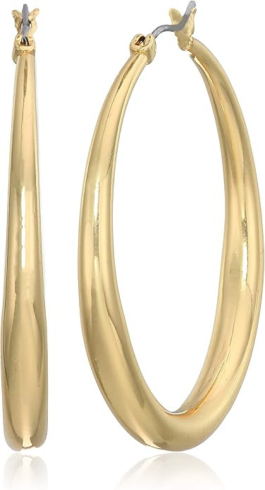 Anne Klein Classics Silvertone Large Oval Hoop Earrings | Amazon (US)