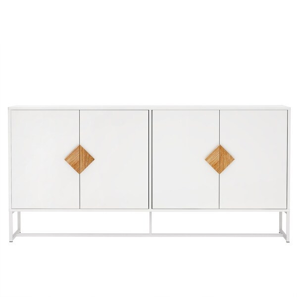 Modern Storage Sideboard with Solid Wood Special Shape Handle - 4 Doors | Bed Bath & Beyond