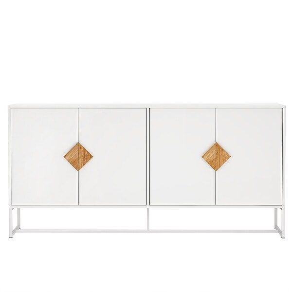 Modern Storage Sideboard with Solid Wood Special Shape Handle - 4 Doors | Bed Bath & Beyond