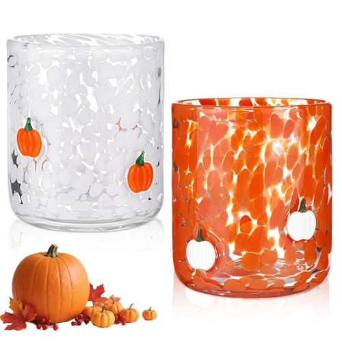 TYGHBN 2025 New Icon Juice Glasses, Anthropologie Glassware, 14oz Icon Stemless Drinking Glasses Set, Ideal for Gift & Halloween Party Drinkware (Pumpkin) | Amazon (US)