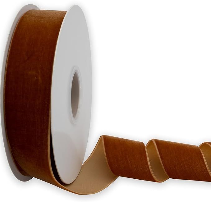 XMRIBBON Copper Velvet Ribbon Single Sided, 1 1/2 Inch by 10 Yards Spool | Amazon (US)