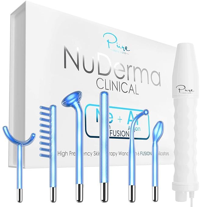 NuDerma Clinical Skin Therapy Wand - Portable High Frequency Skin Therapy Machine w 6 FUSION Neon... | Amazon (US)